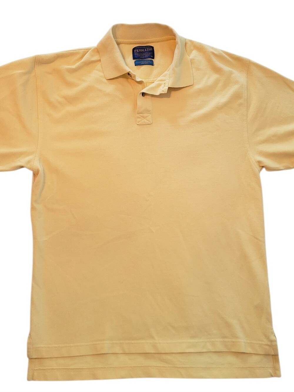 Vintage Pendleton Mens High Grade Cotton Polo Shirt Yellow Short Sleeve Size M